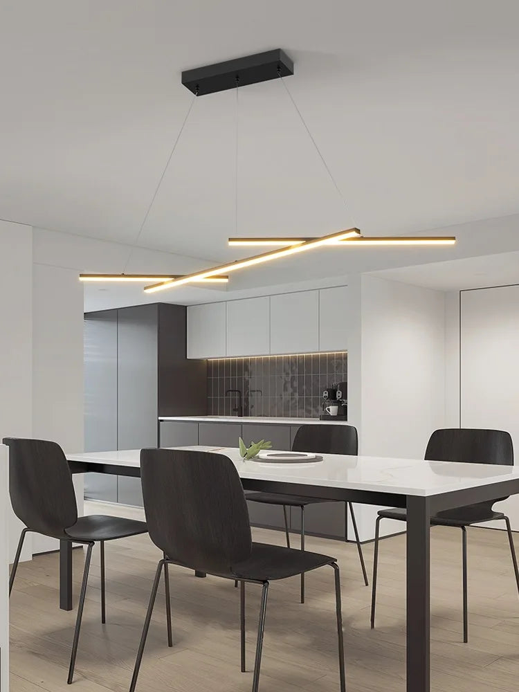 Afralia™ Modern LED Strip Chandelier Pendant for Living Dining Kitchen Island.