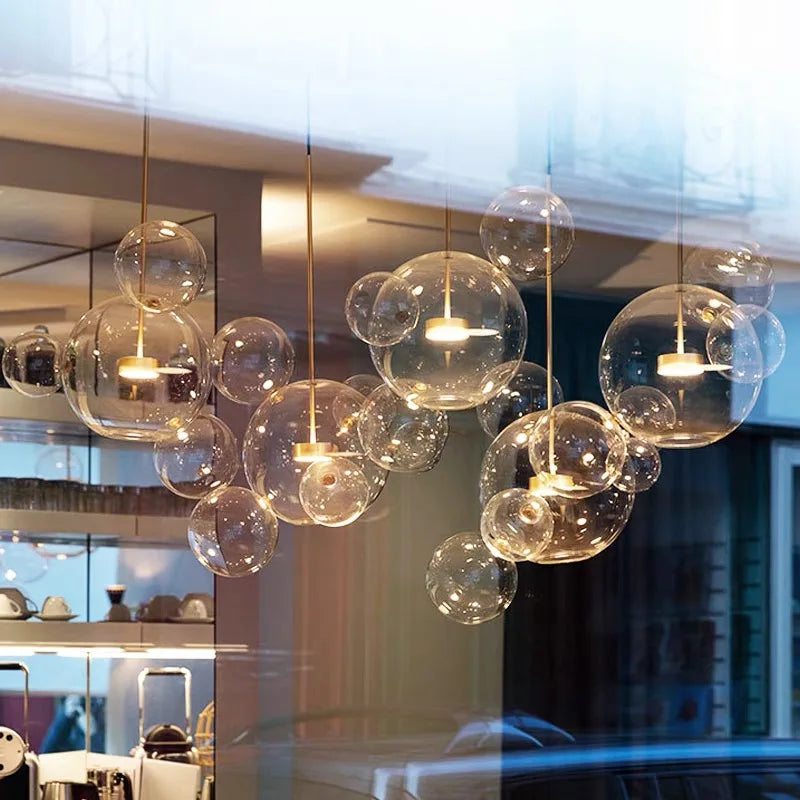 Afralia™ Glass Bubble LED Chandelier for Kids Kitchen Dining Office Lighting