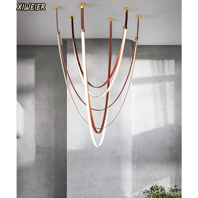 Afralia™ Minimalist Duplex Staircase Chandelier - Modern Restaurant Living Room Lobby Light