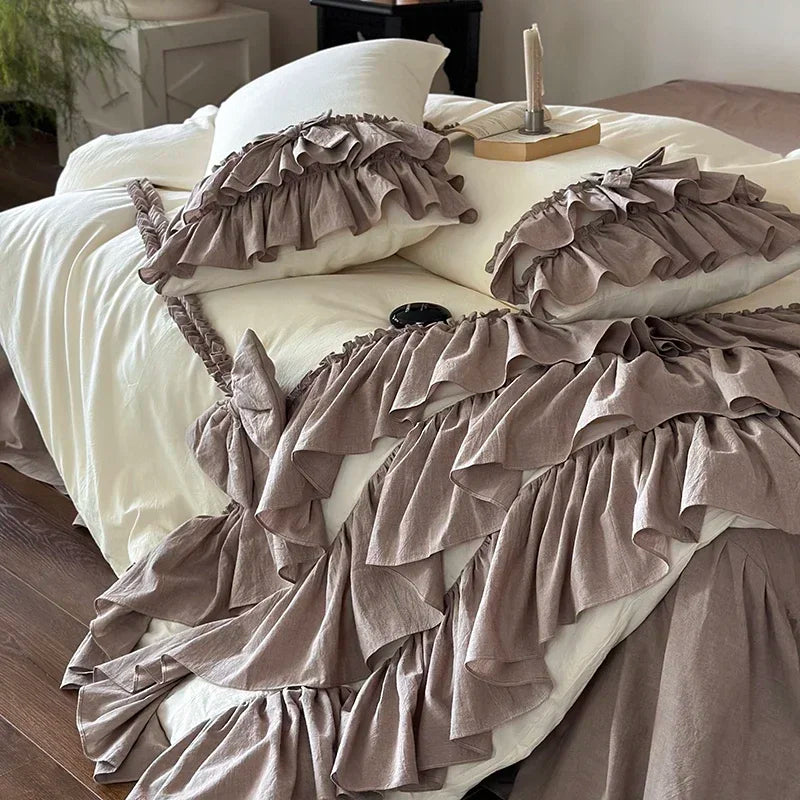 Afralia™ Princess Cotton Bedding Set King Queen Double Size Duvet Cover Sets