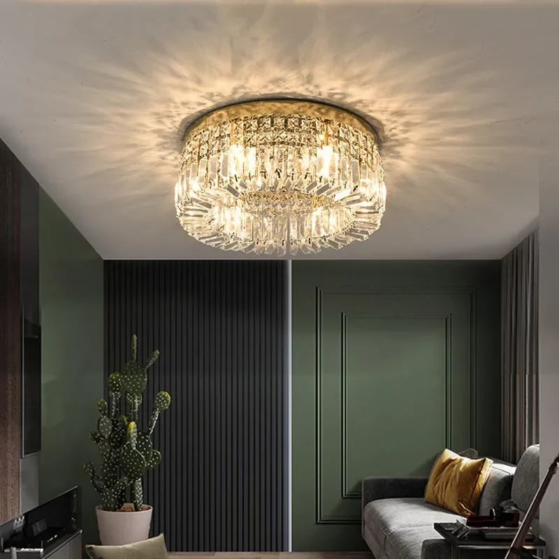 Afralia™ Crystal Gold LED Ring Ceiling Light - Modern Luxury Home Lighting