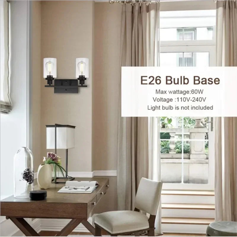 Afralia™ Vintage Industrial Wall Sconce Light with Clear Glass Shade for Living Room & Kitchen