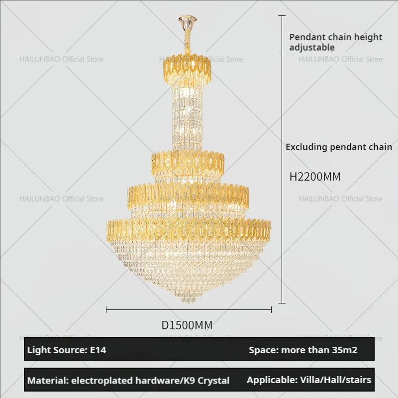 Afralia™ Postmodern Crystal Chandelier for Luxury Living Room and Hotel Lobby