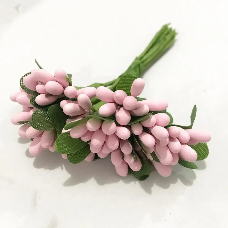 Afralia™ Pink Hybrid Flower Cherry Stamen Berries Bundle for DIY Cake Decor & Wreaths