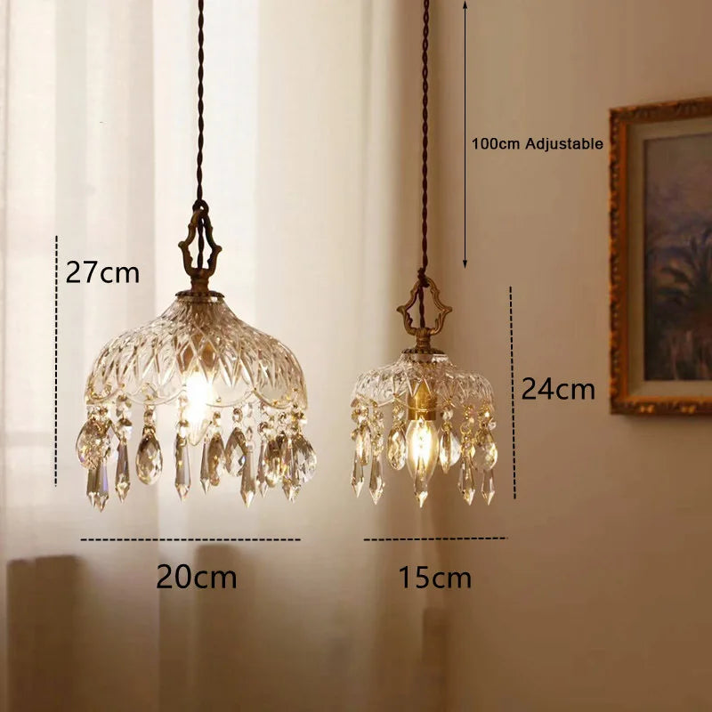 Afralia™ Crystal Small Chandelier for Aisle Entrance, Bedside, Balcony, Corridor – French Retro Light Luxury