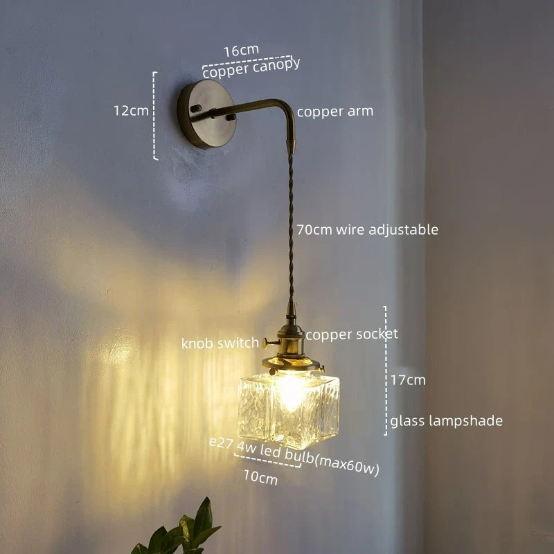 Afralia™ Glass Copper LED Wall Lamp Modern Corridor Bedside Light