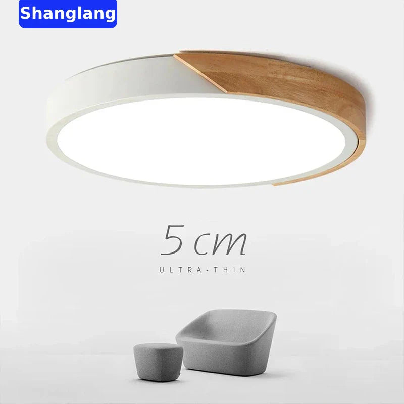 Afralia™ Wood Ceiling Light Modern Ultra-Thin Surface Mount Fixture for Living Room & Balcony