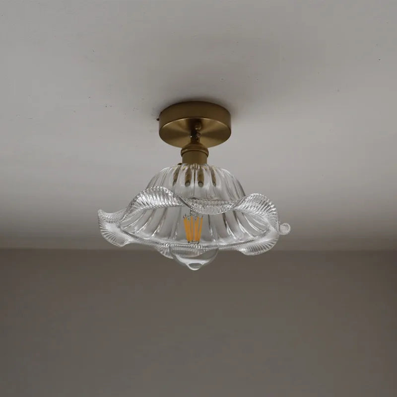 Afralia™ Green Flower Glass LED Ceiling Light Fixture - Nordic Modern Design