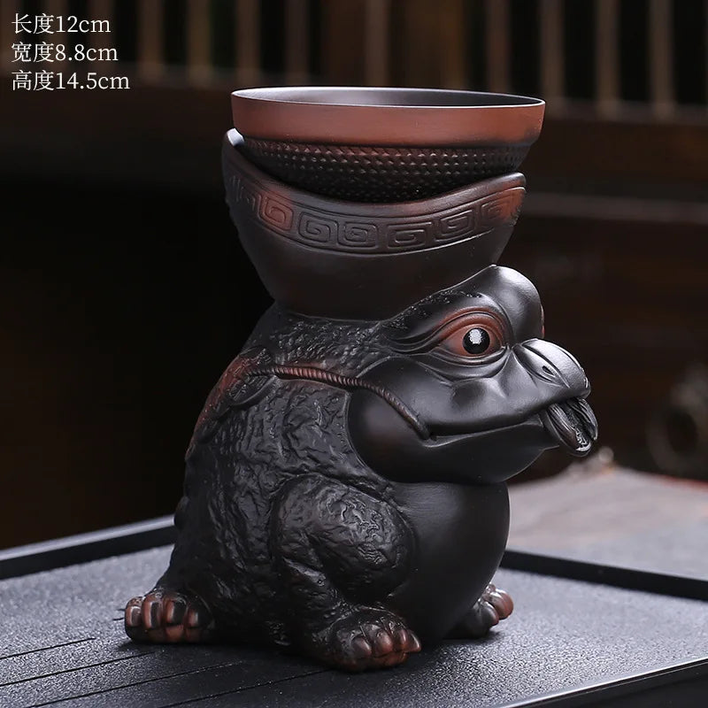 Afralia™ Dragon Tea Leaf Funnel Filter for Kung Fu Tea, Ceramic Table Decor