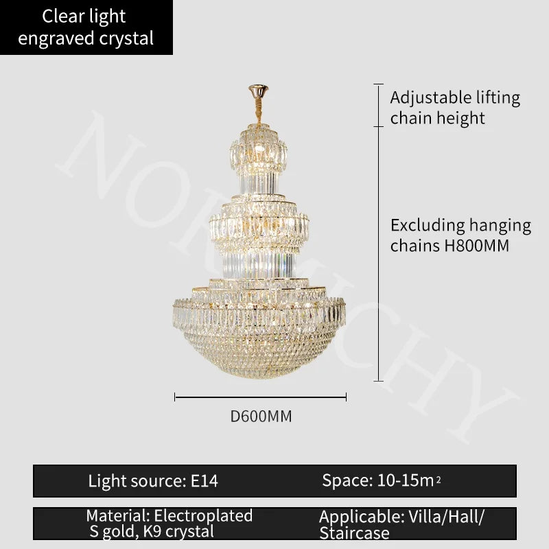 Afralia™ Crystal Hanging Lighting European Light Luxury Living Room Decor Luxury Hotel Lobby