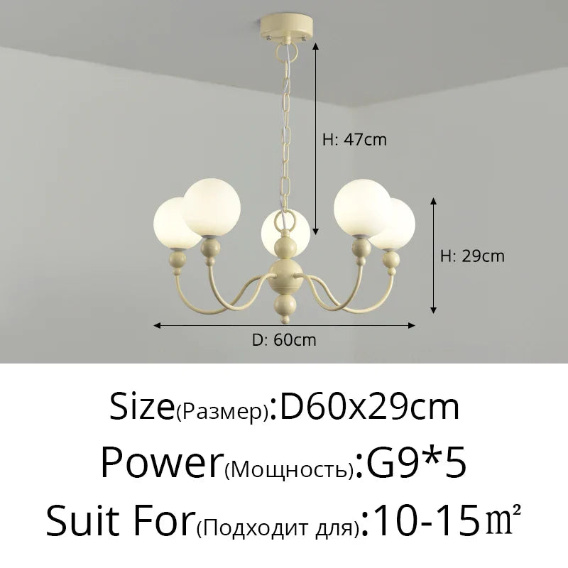 Afralia™ Modern Cream Green Glass Chandelier for Bedroom Living Room Kitchen