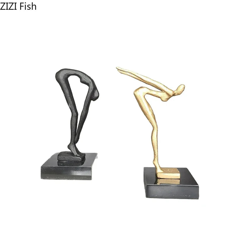 Afralia™ Gymnast Statue Desk Ornament Metal Sculpture Room Decor