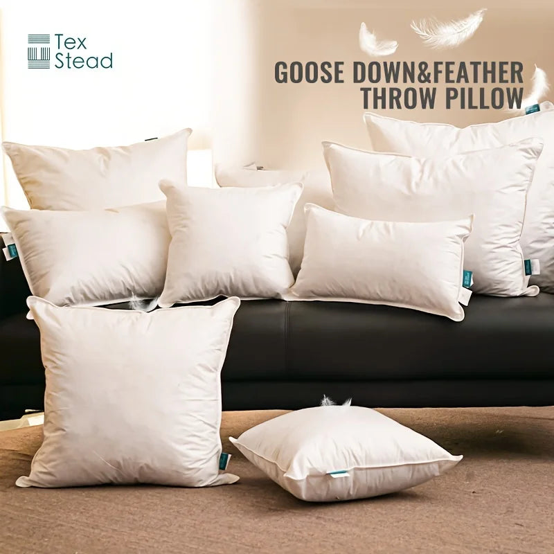 Afralia™ Goose Feather Insert Pillow - White, Bed & Couch Decorative Pillows