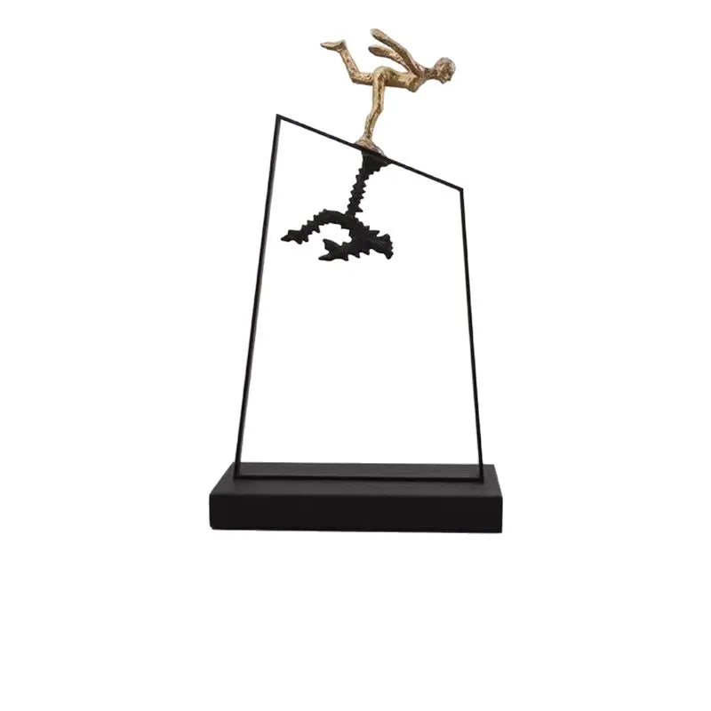 Afralia™ Metal Handicrafts Skating Figure Sculpture | Home Decor Ornaments
