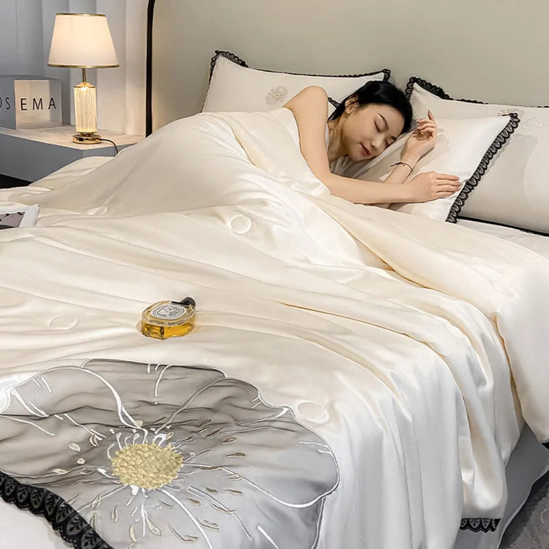 Afralia™ Luxury Applique Embroidery Quilt Set - Silky Soft Queen Duvet Bedding