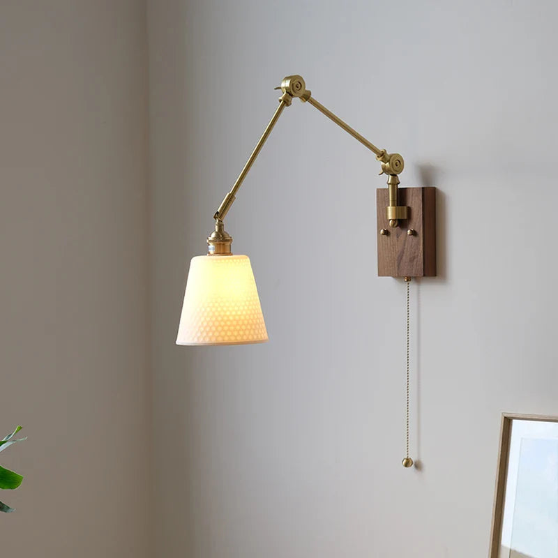 Afralia™ Walnut Wood LED Wall Sconce Bedside Lamp