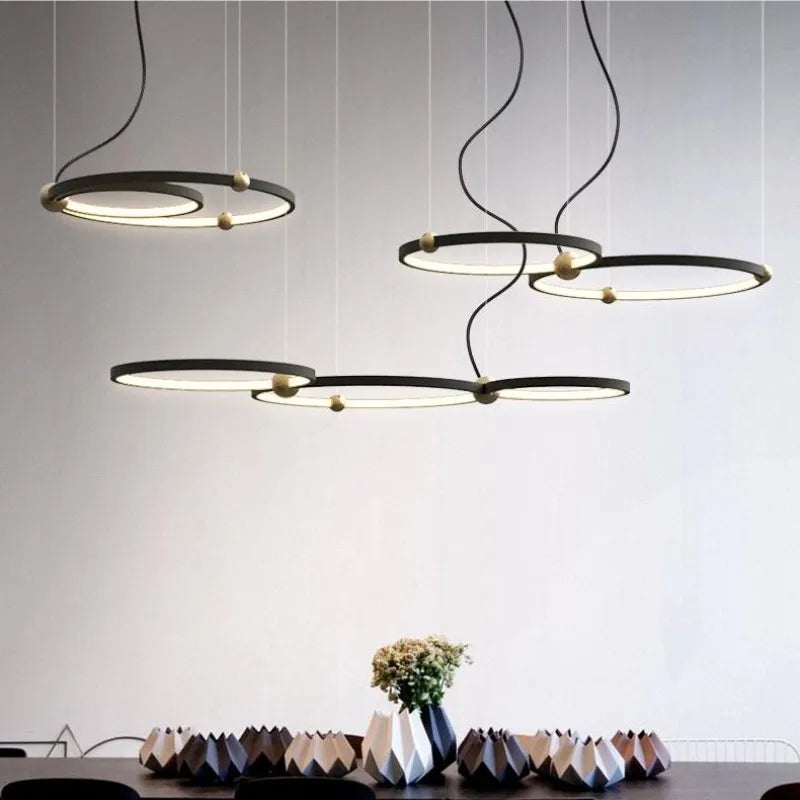 Afralia™ Modern Black LED Pendant Light Chandelier for Home Decoration