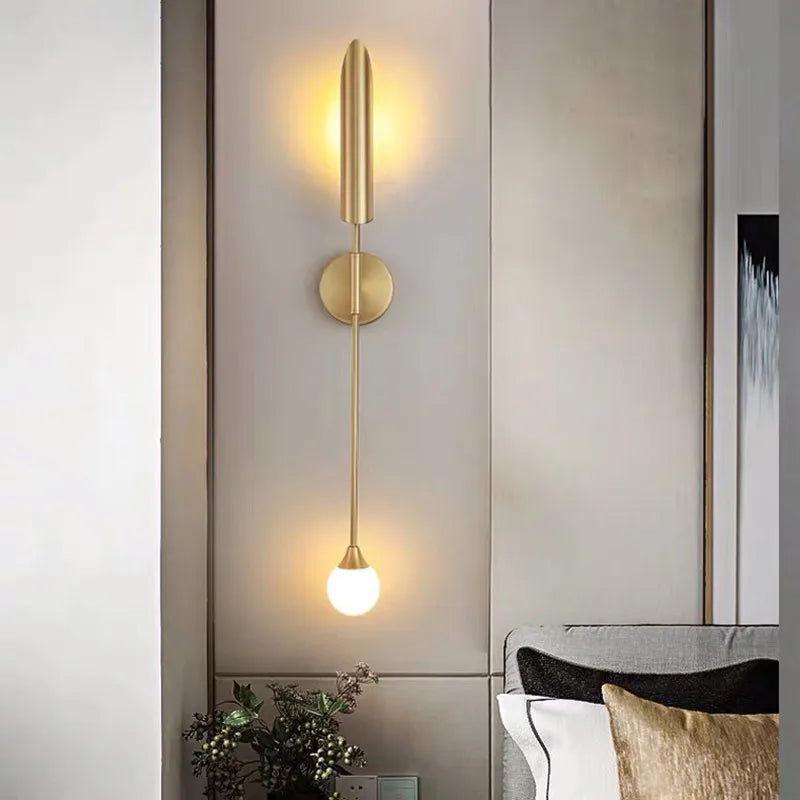 Afralia™ Golden Inclined Tube Wall Lamp for Modern Luxury Living Room Bedroom Décor