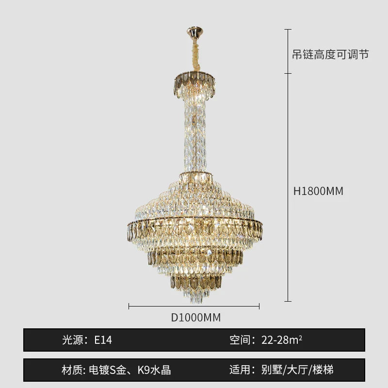 Afralia™ Crystal Chandelier for High-End Designer Duplex Living Room