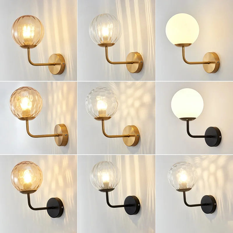 Afralia™ Glass Ball LED Wall Lamp: Gold Nordic Minimalist Sconces Lighting Bedroom Decor Fixtures