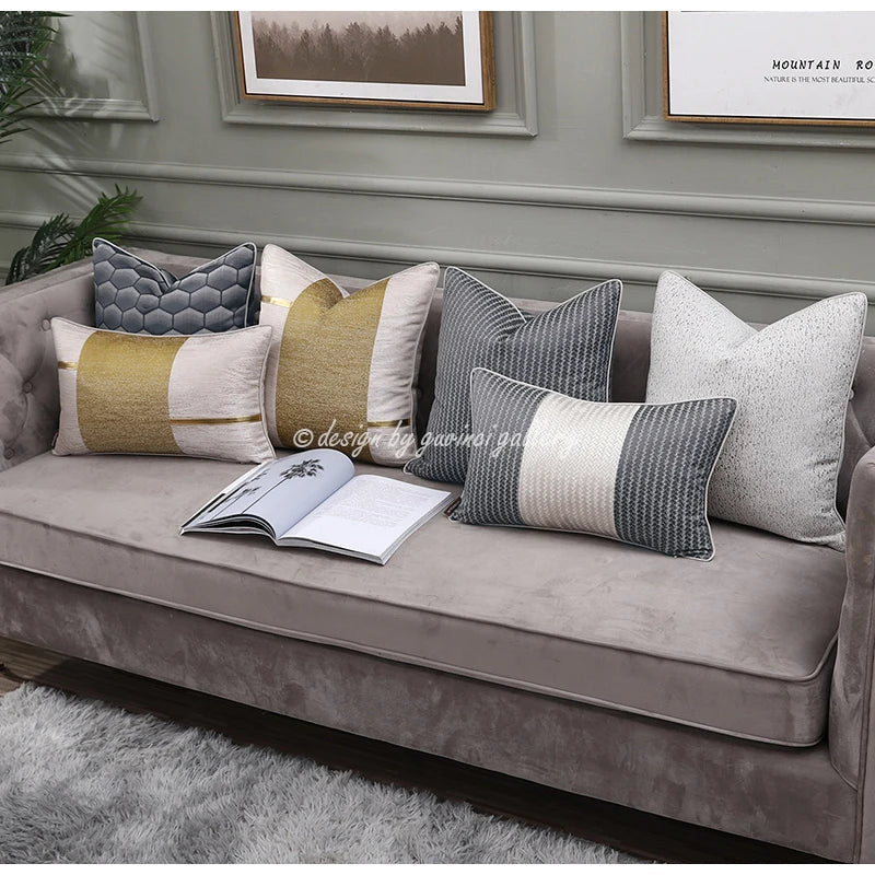 Afralia™ Frosted Gold Satin Lumbar Pillow Covers - Luxe Sofa Cushion Cases