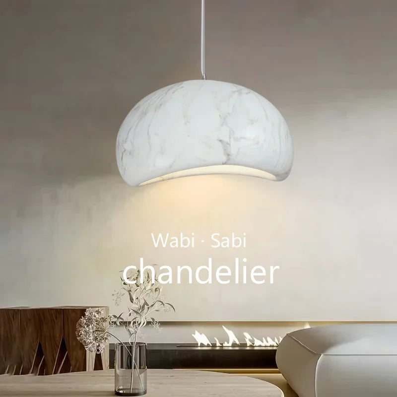 Afralia™ Marble Wabi Sabi Chandelier LED Pendant Lamp for Home Decor