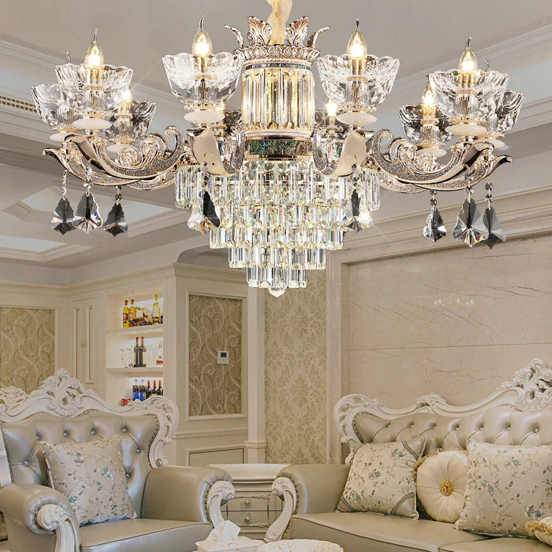 Afralia™ Duplex European Crystal Chandelier for Staircase with Hollow Design