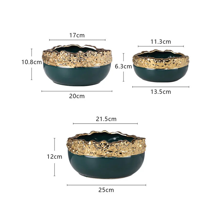 Afralia™ Golden Edge Succulent Flower Pot Vase - Indoor Ceramic Planter Pot