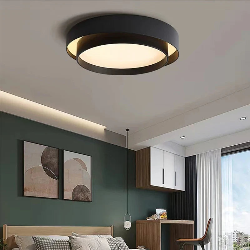 Afralia™ LED Round Ceiling Light for Living Room, Bedroom, Study - White/Black, AC90-260V