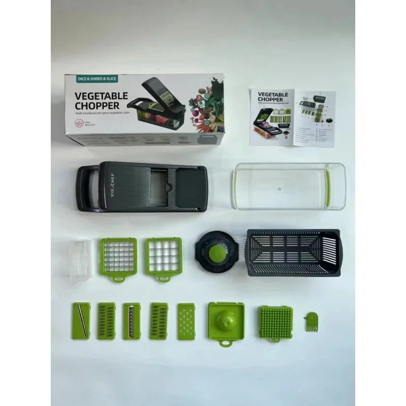 Afralia™ 3-in-1 Vegetable Slicer Cutter Grater with Basket - Kitchen Essential