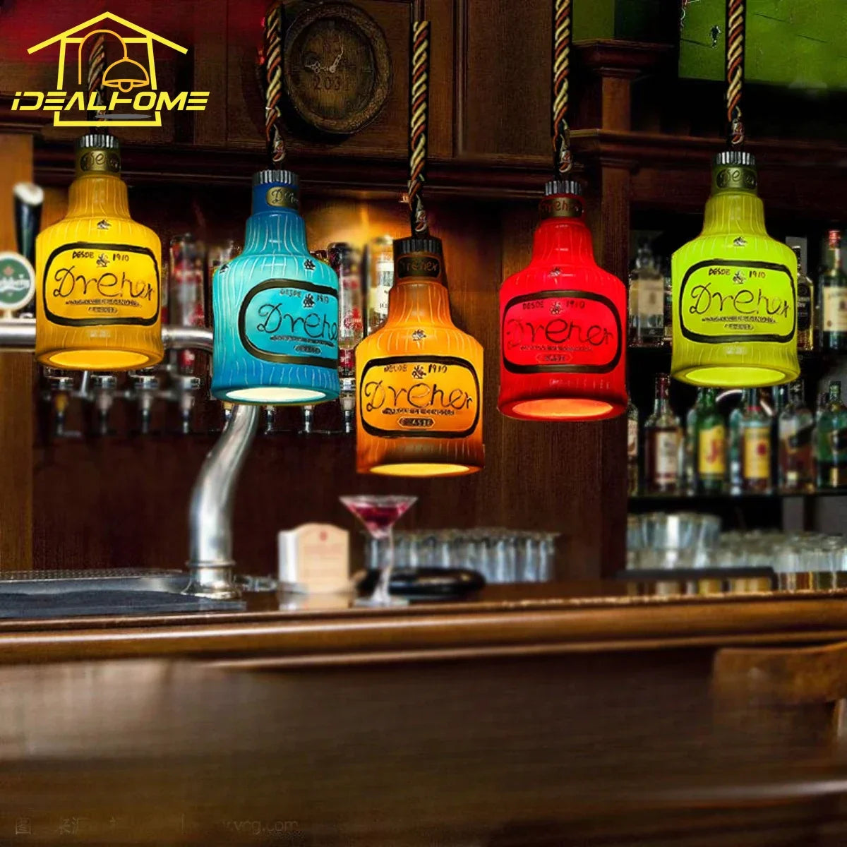 Afralia™ Atmosphere Glass Pendant Lights Vintage Wine Bottle Style Kitchen Island Decor