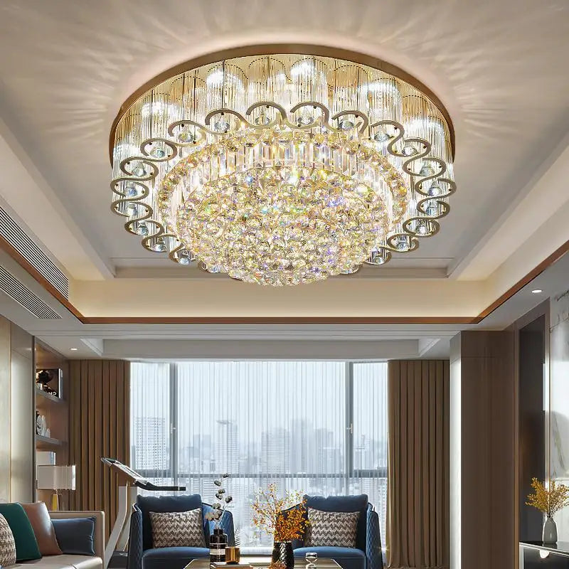 Afralia™ Crystal Led Ceiling Light Elegant European Style Minimalist Living Room Bedroom Lighting