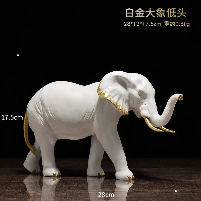 Afralia™ Elephant Resin Sculpture Ornaments for Modern Living Room Decor