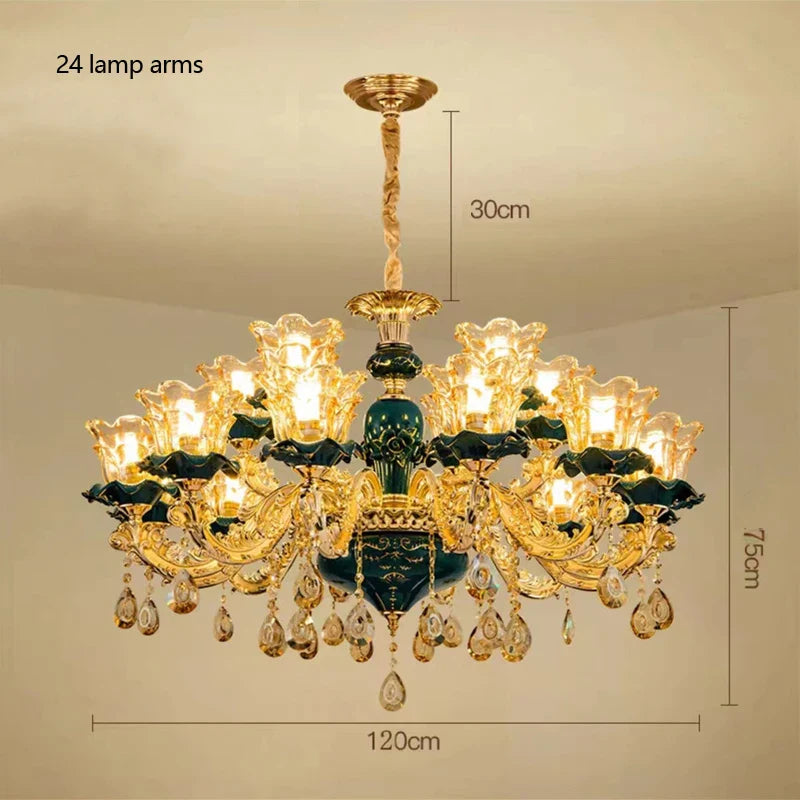 Afralia™ Champagne Crystal Chandelier: Luxurious Living Room Bedroom Pendant Lamp