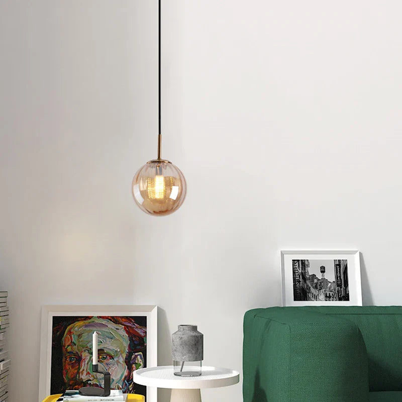 Afralia™ Nordic Glass Pendant Lamp | Globe Hanging Light Fixture for Home & Living Room
