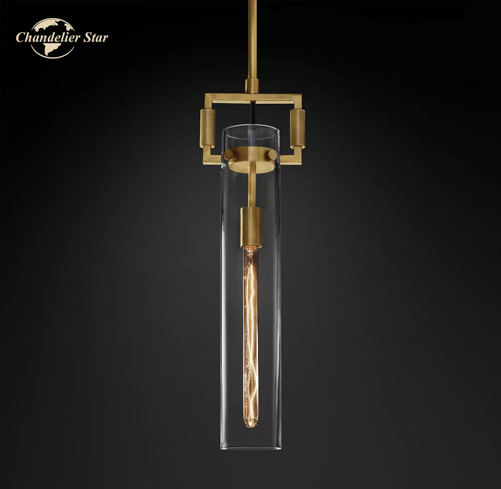 Afralia™ LED Glass Cylinder Pendant Lights - Modern Kitchen Island Chandeliers