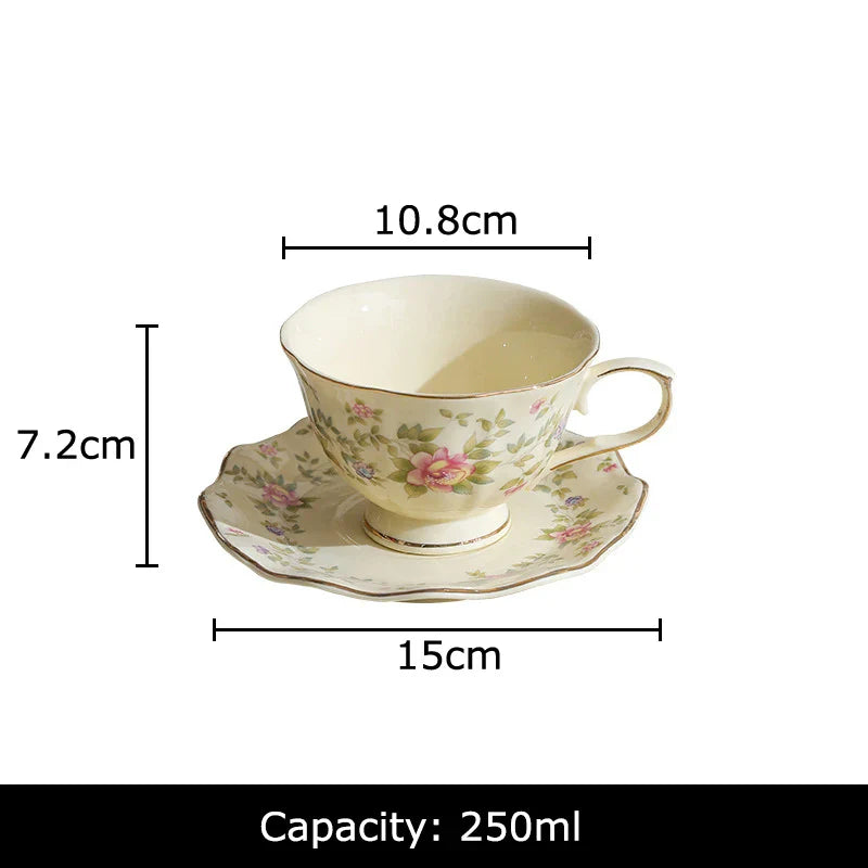 Afralia™ Gold-plated Classical Ceramic Cup & Saucer Set for Dining Table Coffee Afternoon Tea