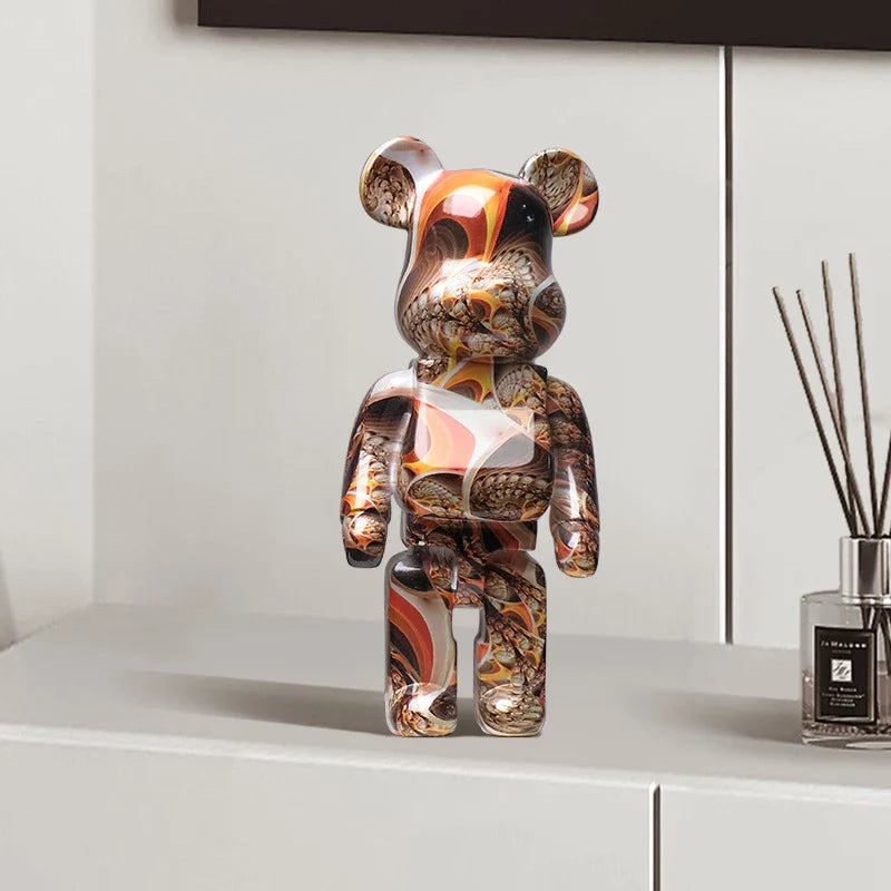 Afralia™ Graffiti Bear 27cm Figurine | Modern Home Decor Statue & Money Jar