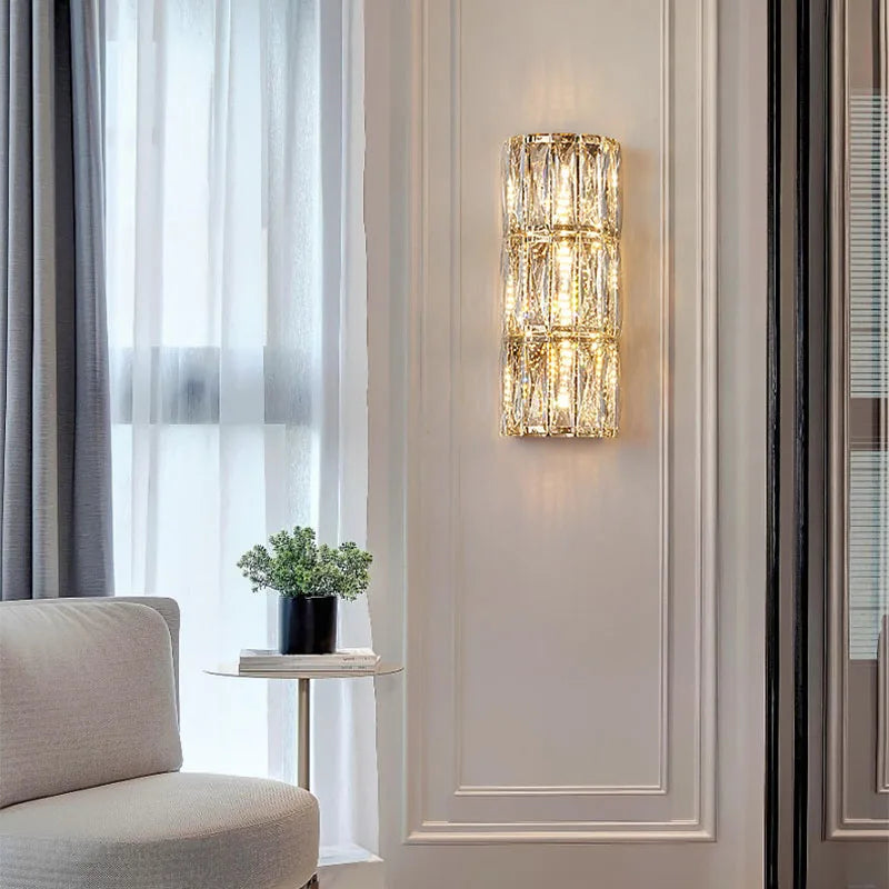 Afralia™ Crystal LED Wall Lamp for Living Room Aisle Bedroom Staircase Decoration