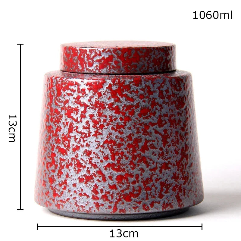 Afralia™ Ceramic Tea Canister Sealed Storage Jars - Geometric Design