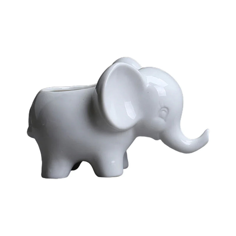 Afralia™ Elephant Succulent Planter Ceramic Vase Cute Flowerpot Decor Pot