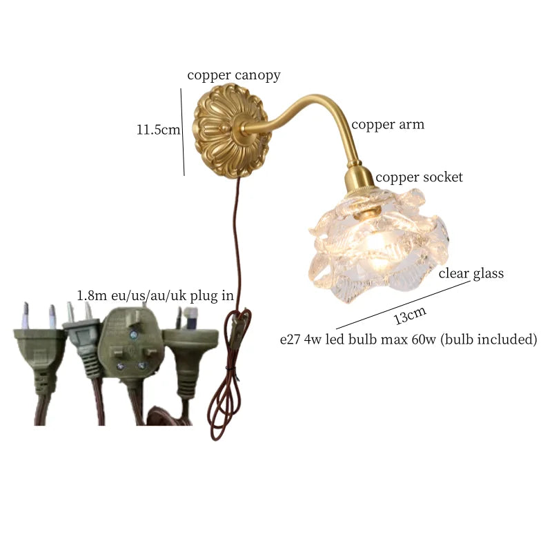 Afralia™ Glass LED Wall Light for Living Room Stair Loft Bathroom Mirror Bedside