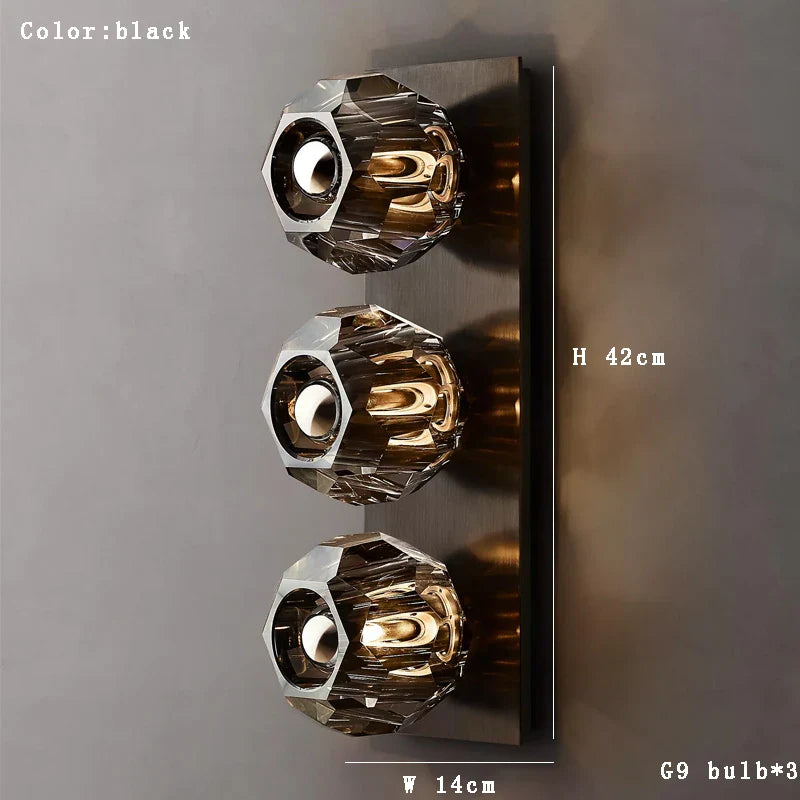 Afralia™ Crystal Wall Lamp Bronze Chrome Sconce Lights for Vintage Living Room