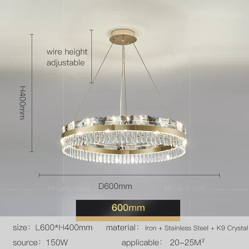 Afralia™ Crystal Butterfly Living Room Lamp: Luxury Postmodern Dining Room Lighting