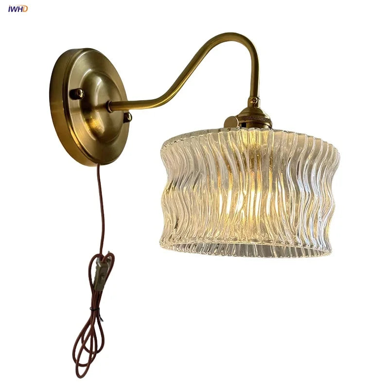 Afralia™ Clear Glass Wall Sconce LED Lights Modern Nordic Copper Bedside Lamp