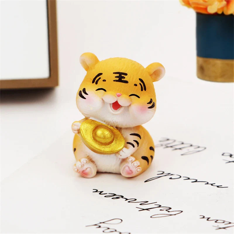 Afralia™ Lucky Tiger Figurine | New Year Fortune Symbol Home Decor Miniature