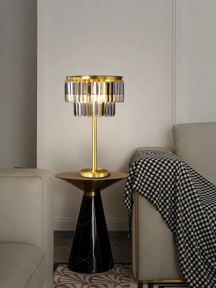 Afralia™ All Brass Crystal Floor Lamp Gold Luxury Decor Living Room Lighting