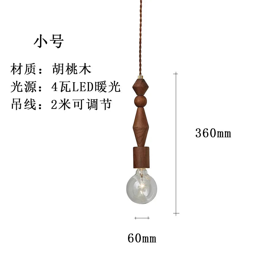 Afralia™ Wood Glass LED Pendant Light for Restaurant Bar Bedroom Decor
