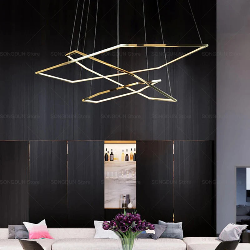 Afralia™ Hexagonal Chandelier: Modern Minimalist Villa Lighting for Luxury Living