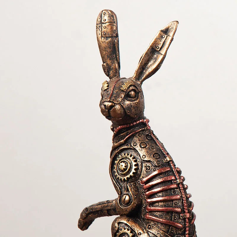 Afralia™ Resin Rabbit Steampunk Metal Animal Figurine Mechanical Home Office Decor